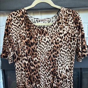 Philosophy Animal Print Short Sleeve Top - Brown and Black